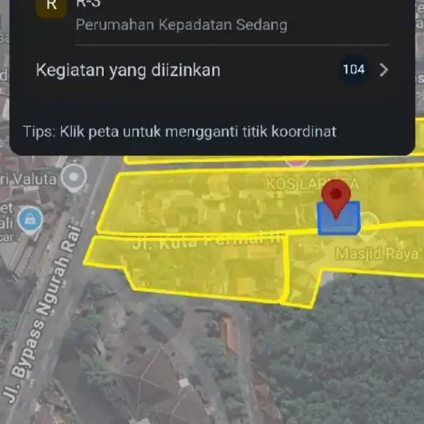 Dijual 3,42 are, Jl. Kuta Permai Belakang Oleh Oleh Krisna Bypass Ngurah Rai Kuta