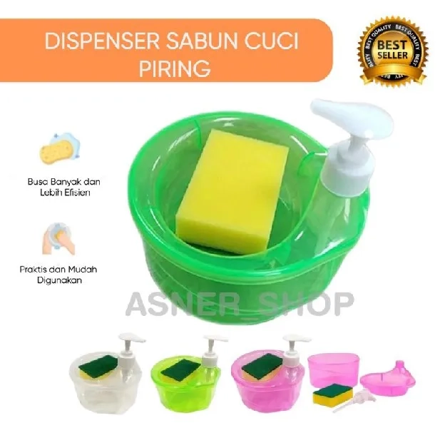 Wadah / Dispenser Tempat Sabun Cuci Piring Bulat Free Spon