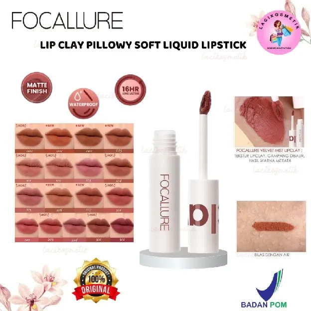 FOCALLURE LIP CLAY PILLOWY SOFT LIQUID LIPSTICK - TRUE MATTE LIP VELVET