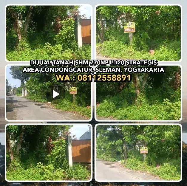 DIJUAL TANAH SHM 770M² LD20 STRATEGIS AREA CONDONGCATUR, SLEMAN, YOGYAKARTA.WA: 08112558891>