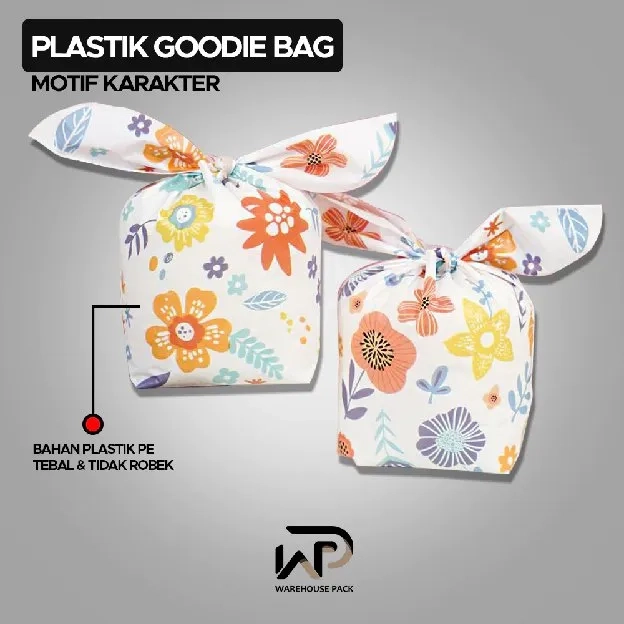 ( 10 PCS ) Plastik Goodie Bag Motif Karakter Kecil | Kemasan Plastik Karakter Souvenir | Kantong