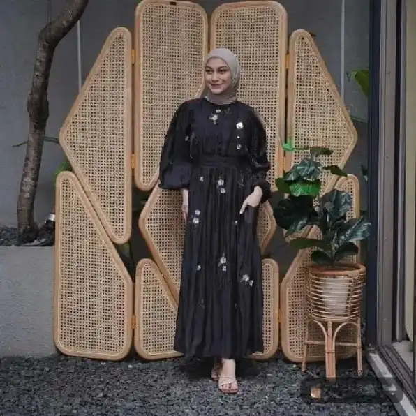 Dress Baju kondangan premium vania midi DRESS Gamis Wanita Terbaru Aplikasi renda Gamis dress gaun m