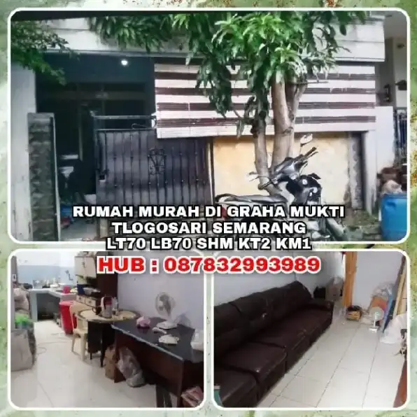 RUMAH MURAH DI GRAHA MUKTI TLOGOSARI SEMARANG.LT70 LB70 SHM KT2 KM1.H:087832993989