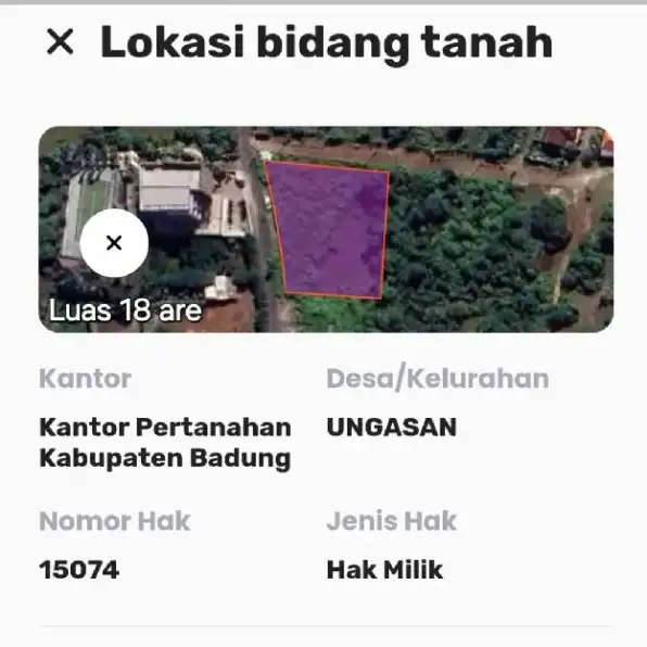 Dijual 18 are, Jl. Karmakandara Pantai Melasti Ungasan Kuta Selatan