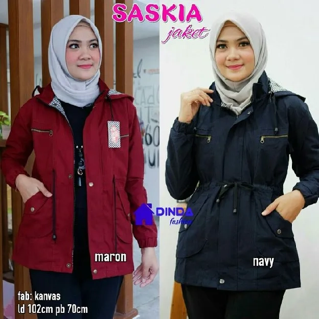 Bisa COD - Jaket Wanita Parka Kanvas Saskia - dmn