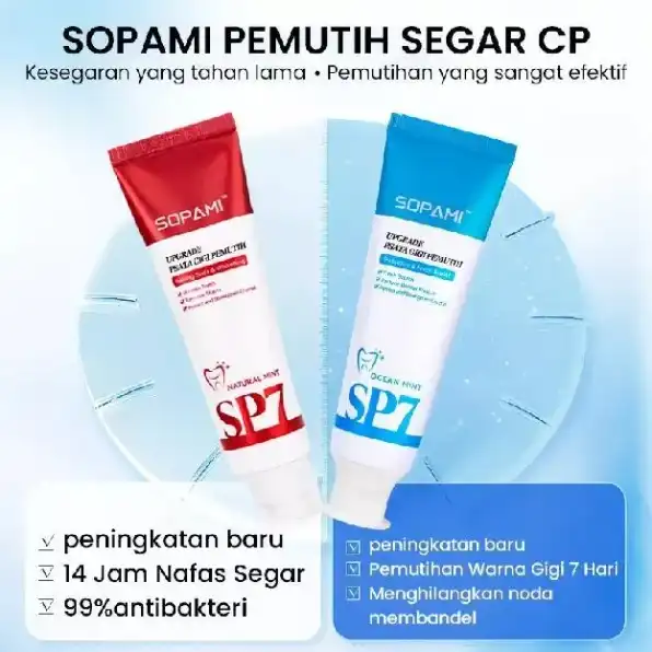 100% ASLI | SOPAMI Pemutih Gigi No.1 SP7 untuk Kesehatan Mulut dan Gusi Pasta Gigi Probiotik Nafas