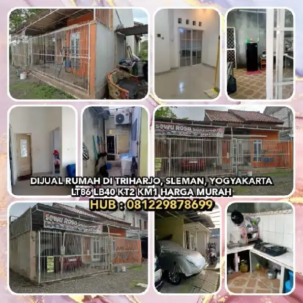 DIJUAL RUMAH DI TRIHARJO, SLEMAN, YOGYAKARTA.LT86 LB40 KT2 KM1 HARGA MURAH. H: 081229878699* 