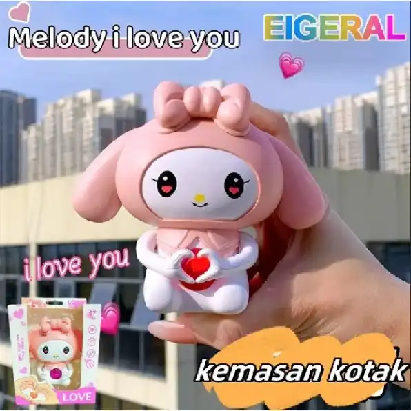 Boneka I Love You Cinnamoroll Melody Lotso Sanrio LED Night Light Gantungan kunci cinnamoroll Figure