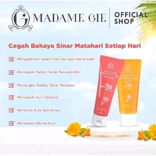 ORIGINAL Madame Gie Madam Protect Me Sunscreen spf 30+++ / Tinted Sunscren SPF 50 PA ++++ / sunscree