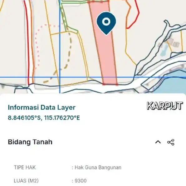 Dijual 2,361 Ha. Loss Tebing, Jl. Karang Pandawa Pandawa Paragliding Bali Kutuh Kuta Selatan