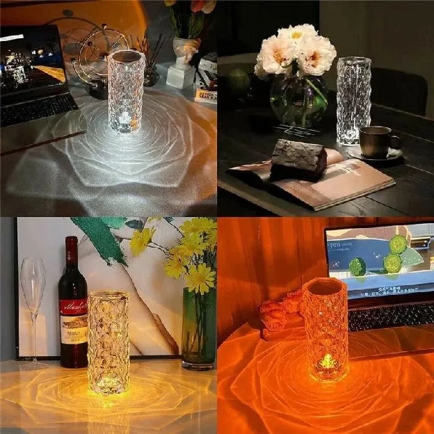 Lampu Meja Diamond Lampu Meja RGB Table Lamp Lampu Crystal Diamond 16 Colour Lampu Hias Rose RGB