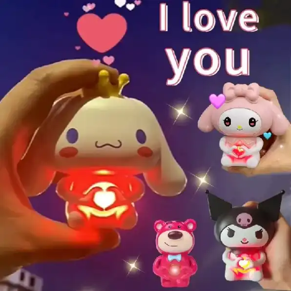 Boneka I Love You Cinnamoroll Melody Lotso Sanrio LED Night Light Gantungan kunci cinnamoroll Figure