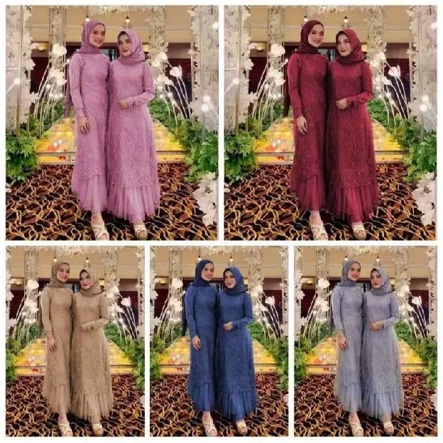 Baju Muslim / Dress Maxi Geraldine Brukat Tile