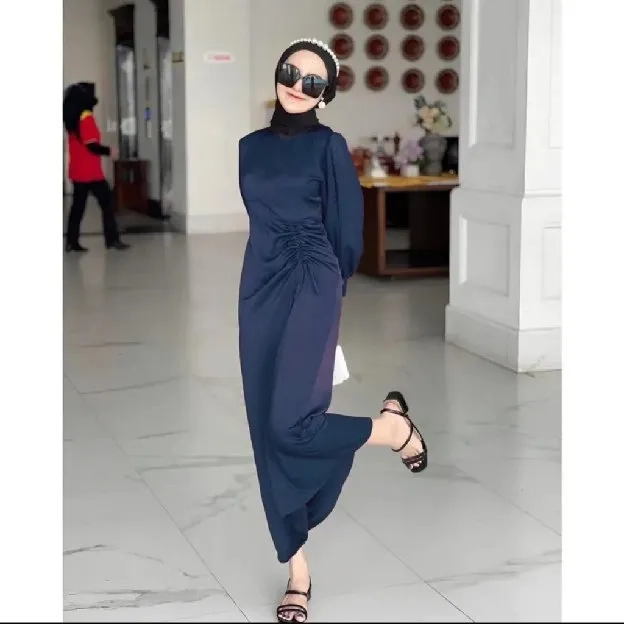 Dress Silk Kondangan Model Serut Matt Satin Terbaru