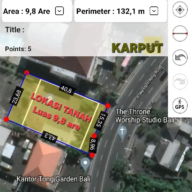 Dijual 9,8 are, Jl. Raya Mahendradata Western Ring Road Denpasar