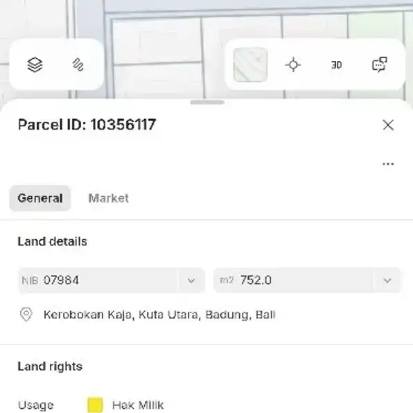 Dijual 7,52 are, Jl. Muding Indah Gatsu Barat Kerobokan Kaja Kuta Utara