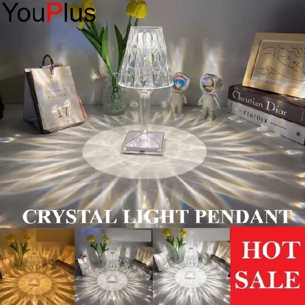 LAMPU TIDUR MODEL KRISTAL / LAMPU MEJA KRISTAL/ LAMPU HIAS 3 CAHAYA / TABLE LIGHT CRYSTAL