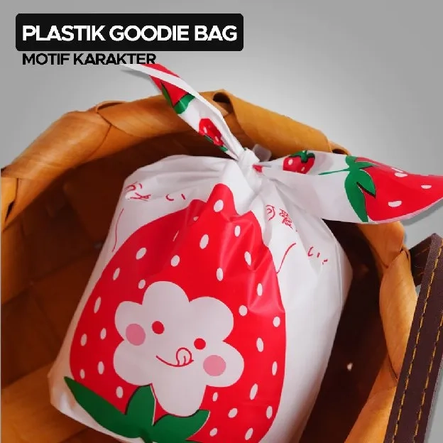 ( 10 PCS ) Plastik Goodie Bag Motif Karakter Kecil | Kemasan Plastik Karakter Souvenir | Kantong