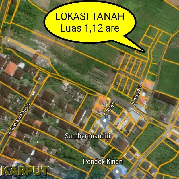 Dijual 1,12 are, Jl. Kroya Perum Bernasi Dalung Kuta Utara