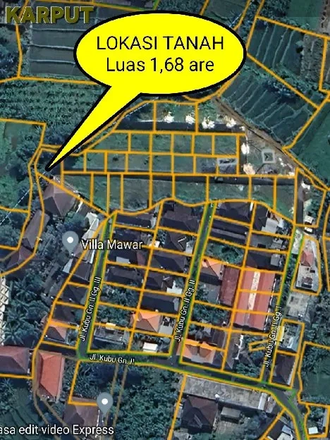 Dijual 1,68 are, Jl. Kubu Gn. II Mudutaki Tegal Jaya Gatsu Barat Kuta Utara