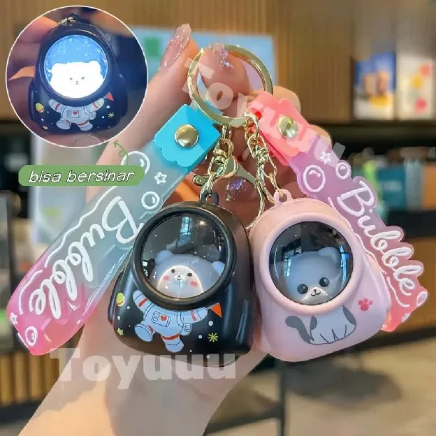 Gantungan Kunci Backpack/Cat Keychain/Cat Karakter Keychain With Night Lamp/Multifungsi Astronot Cut