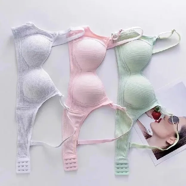 BH Bra motif garis lurus Push Up Style Senam Zumba Yoga Pakaian Dalam Wanita