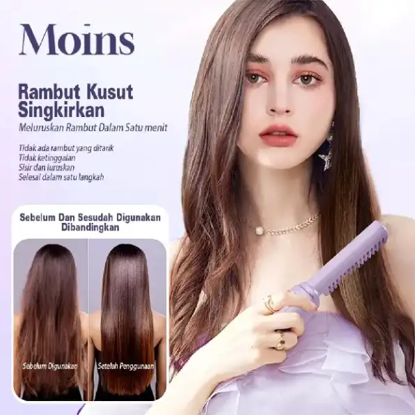 Sisir Pelurus Rambut Listrik 2 In 1 Pelurus Rambut Isi Ulang Pemanas Panas Sisir Pengeriting Styler 