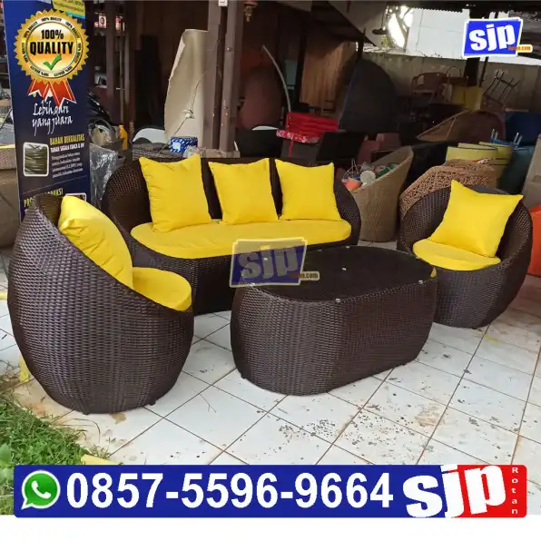 sofa gentong rotan sintetis