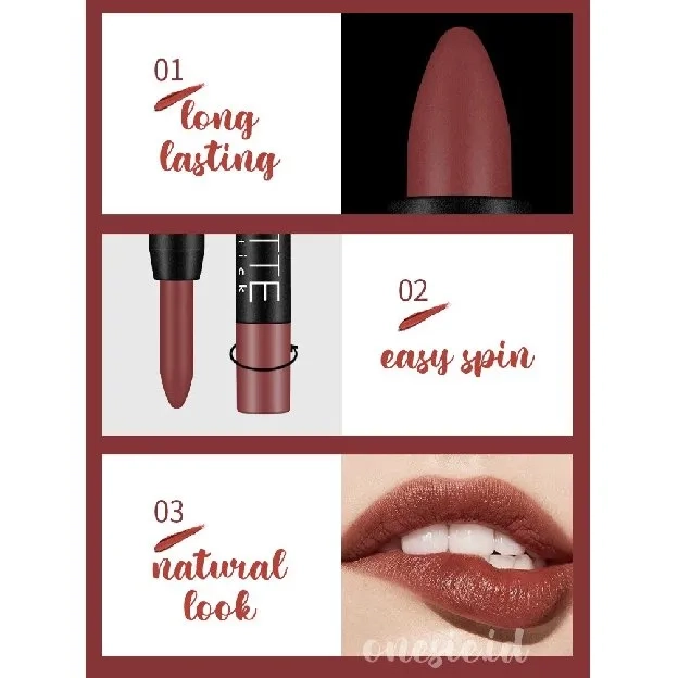 Pensil Lipstik Matte Clay Lipstick Pencil Tahan Lama/Waterproof Long Lasting Matte Rotate 19 Colour