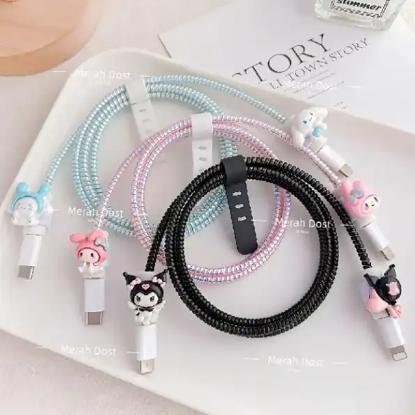 Pelindung Kabel Charger Kabel Data Kawat Kabel Data HP Untuk Iphone Android Universal Motif Kartun