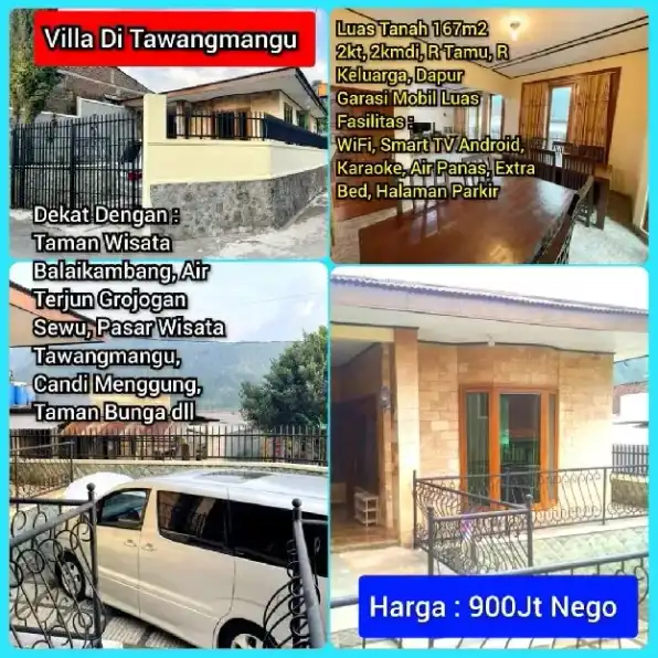 VILLA SIAP HUNI 167M2 DI AREA WISATA TAWANGMANGU KARANGANYAR 