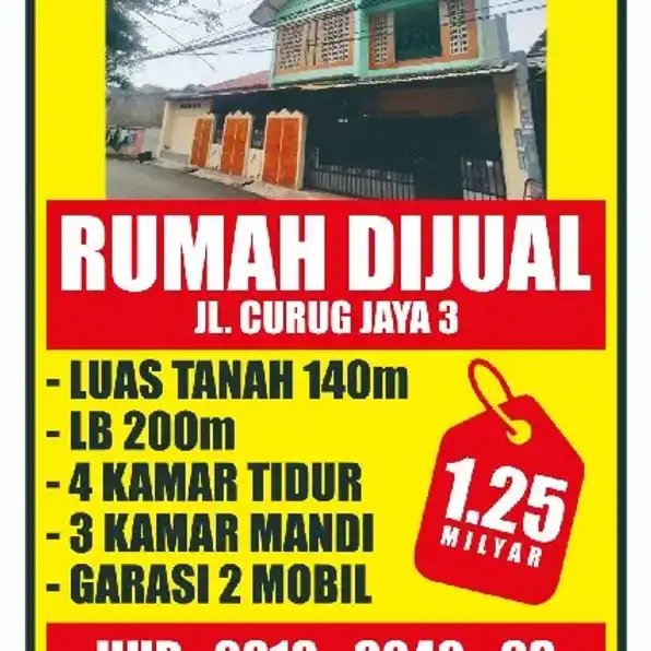 DIJUAL RUMAH DI JATI WARINGIN PONDOK GEDE KOTA BEKASI. LT140 LB200 KT4 KM3 SHM.H: 0818-8040-63* 