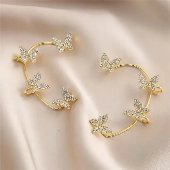 Anting Klip Double Butterfly Clip Earring