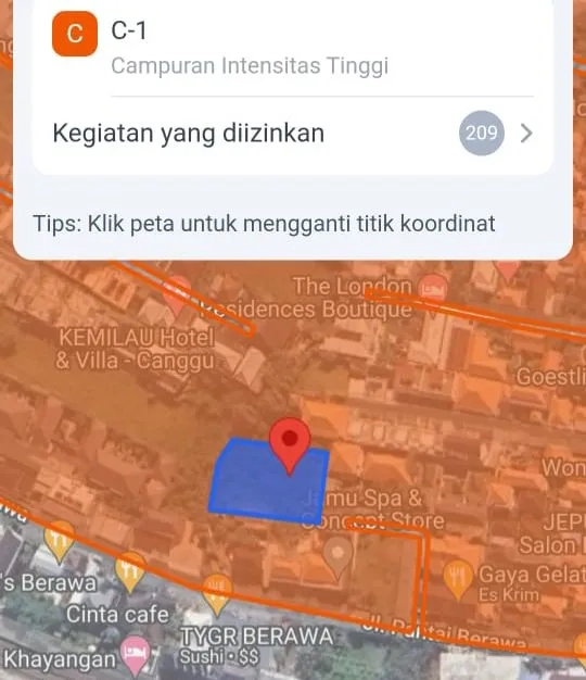 Dijual 2,5 & 4 are, Jl. Pantai Berawa Tibubeneng Canggu Kuta Utara