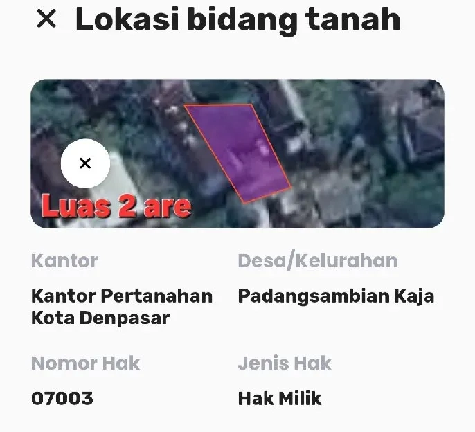 Dijual 2 are, Jl. Swamandala Kebo Iwo Utara Padangsambian Kaja Denpasar