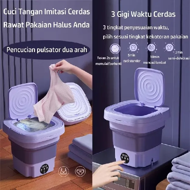 Mesin Cuci Mini Portable 2 Tabung 8L Mesin Cuci Lipat Otomatis Mesin Pengering Pakaian Sterilisasi C