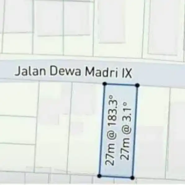 Dijual 2,5 are, Jl. Dewi Madri Tembus Drupadi Sumerta KLOD Renon Denpasar