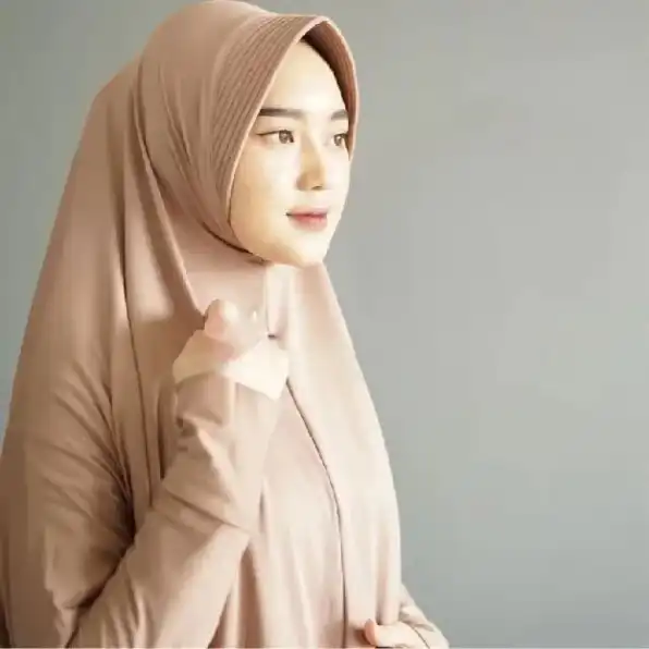 Kerudung Lengan Polos ANJANI KHALISSA Hijab Bergo Tangan Panjang Jilbab Lengan Instan Jumbo Jersey