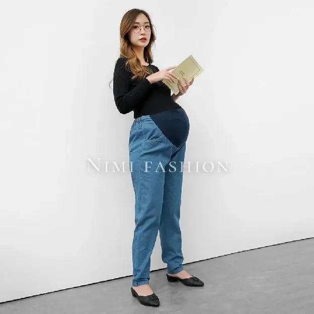 Celana Hamil Jeans Wash Jumbo Bawahan Bumil Denim kekinian