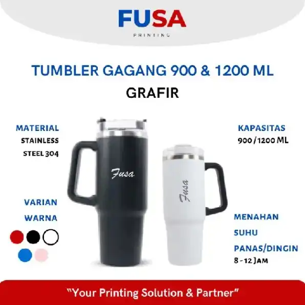 Tumbler Custom Gagang Laser Grafir Nama/Logo/Karakter Souvenir Botol Minum Termos Air Panas Dan Ding