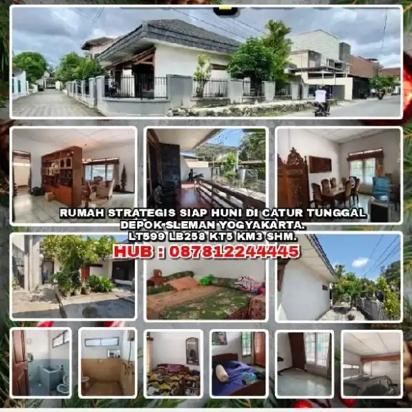 DIJUAL RUMAH STRATEGIS SIAP HUNI DI CATUR TUNGGAL DEPOK SLEMAN YOGYAKARTA.LT599 LB258 KT5 KM3 SHM