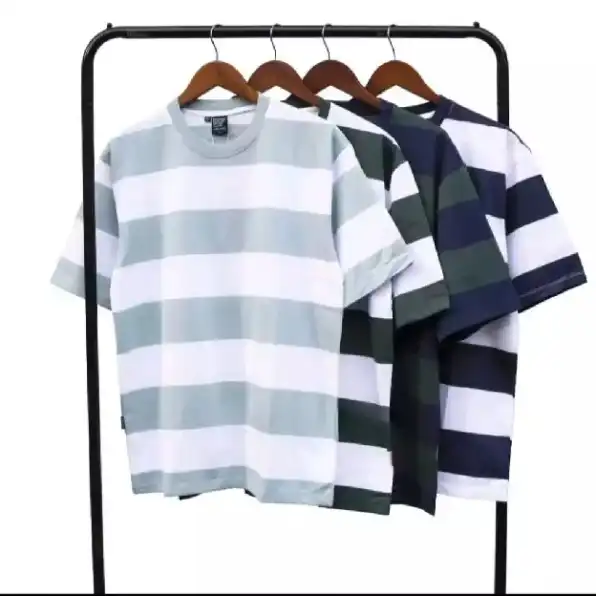 Paket Hemat 4Pcs 100 Ribu Kaos Salur Pria | Paket 4 Pcs Kaos Salur Stripe Pria Wanita