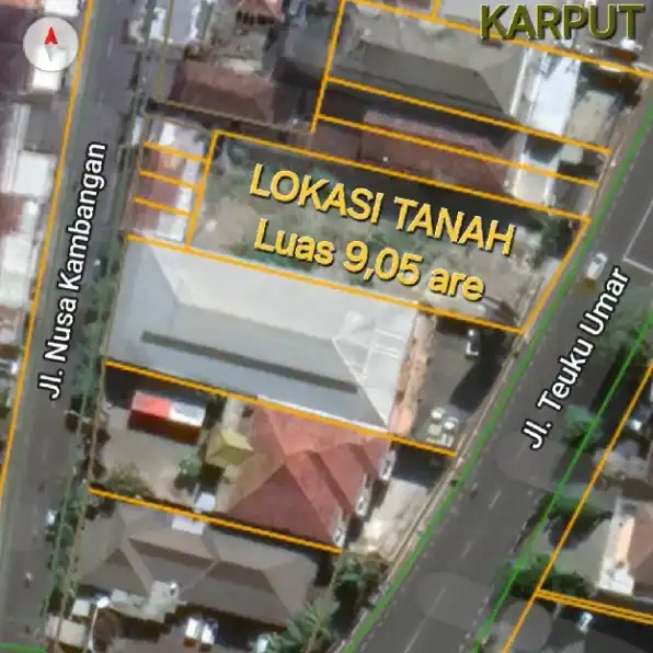 Dijual 9,05 are, Jl. Raya Teuku Umar Simpang 6 Dauh Puri Kauh Denpasar