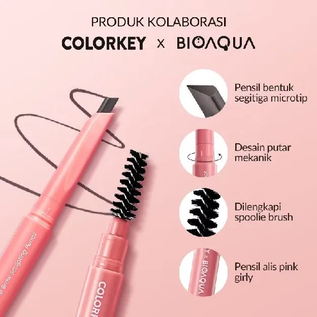 BUHOTEI Colorkey x Bioaqua Kosmetik Eyebrow Pencil Pensil Alis Tahan Lama Tahan Air BPOM Cosmetics M