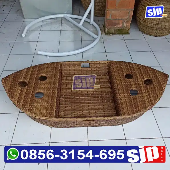 floating tray rotan sintetis / nampan apung rotan sintetis plastik rangka aluminium