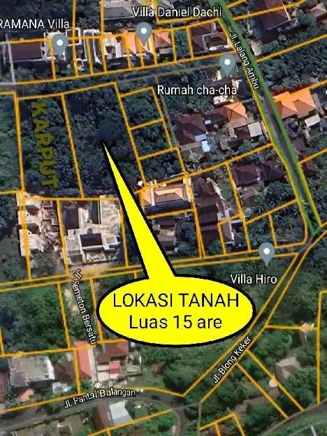 Dijual 15 are, Jl. Lalang Ambu Blongkeker Balangan Jimbaran Kuta Selatan