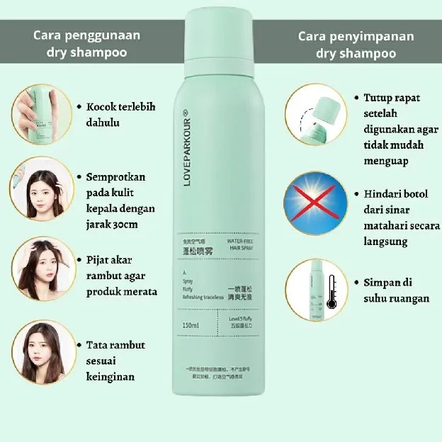 [ ORIGINAL ] Dry Shampoo Viral 150ml Semprotan Rambut Kering Untuk Mengembangkan Rambut Minyak Rambu