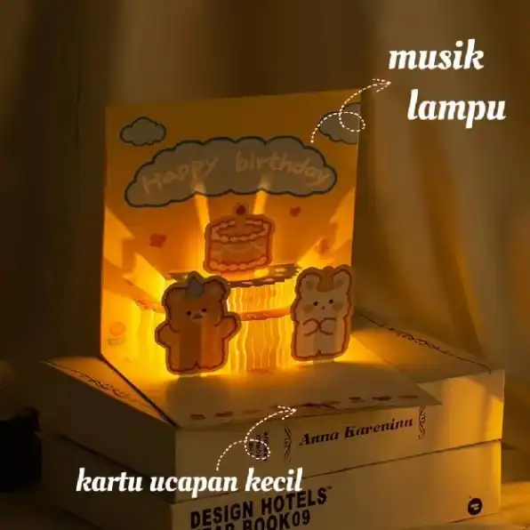 Kartu Ucapan Pop Up 3D Tulisan Happy Birthday dengan Amplop