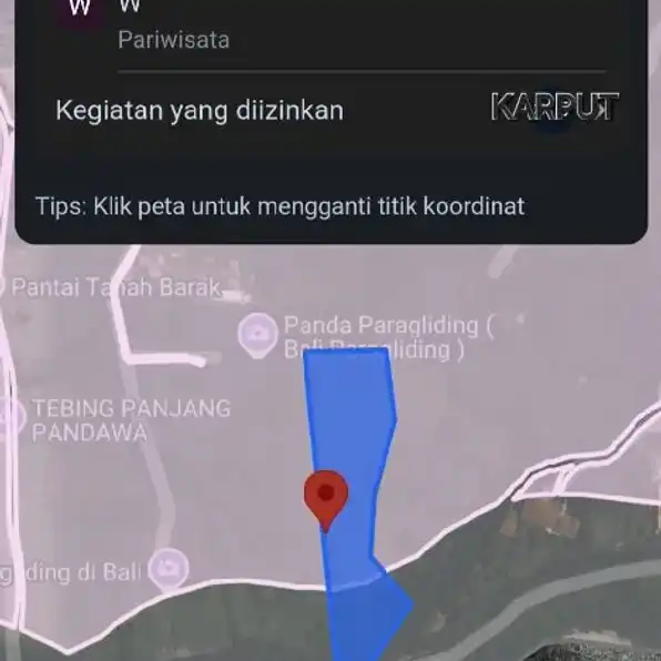 Dijual 2,361 Ha. Loss Tebing, Jl. Karang Pandawa Pandawa Paragliding Bali Kutuh Kuta Selatan