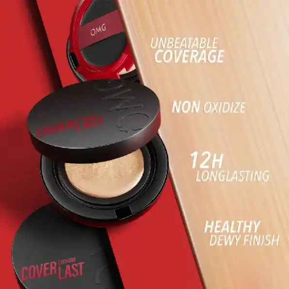 OMG Oh My Glam Coverlast Cushion 15g - Cushion Foundation Concealer Skin Tint Make Up - High Coverag